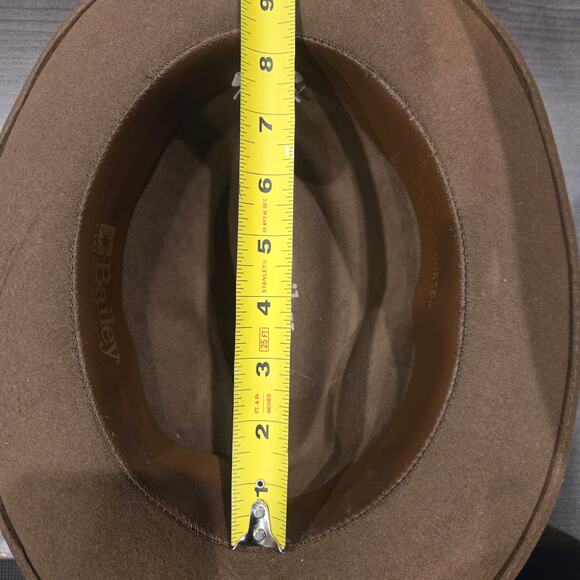 Bailey Mens Vintage Glen Crushable Furlite Hat Brown Wool Wide Brim Classic L - Picture 9 of 12